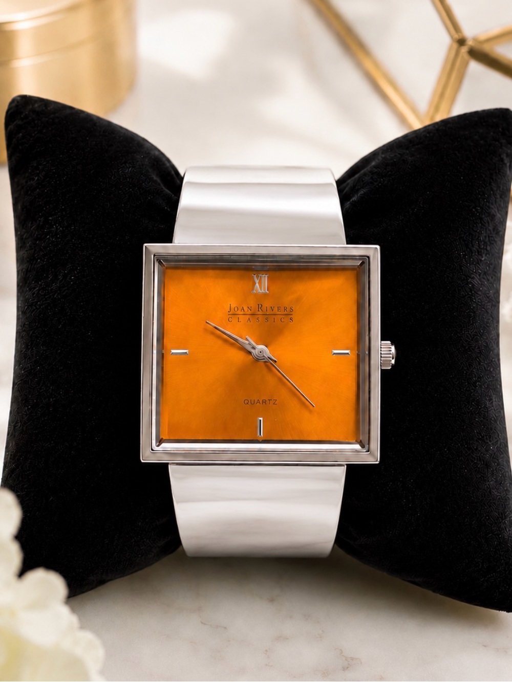 Watch Joan Rivers Classic Contemporary Watch Silver Wide Band Statement